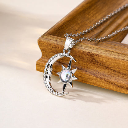Moon Star Zircon Pendant Choker