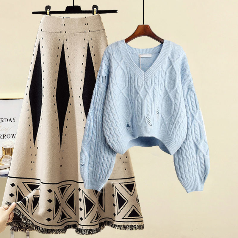 Madeleine Knitting Sweater Skirt Two-piece Set