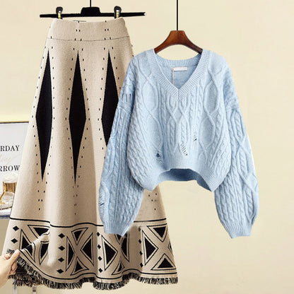 Madeleine Knitting Sweater Skirt Two-piece Set