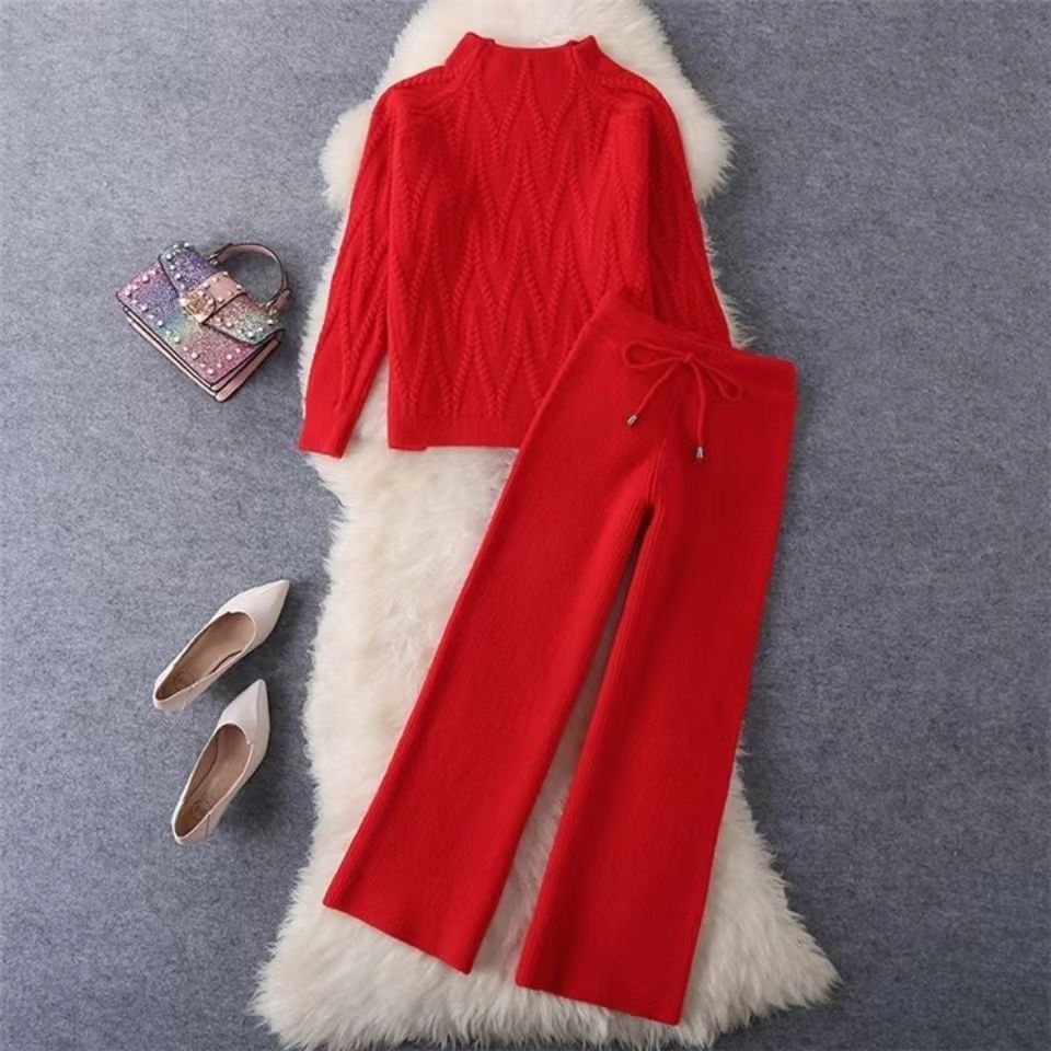 Fable Knitted Sweater Wide Leg Pants Two-piece Set