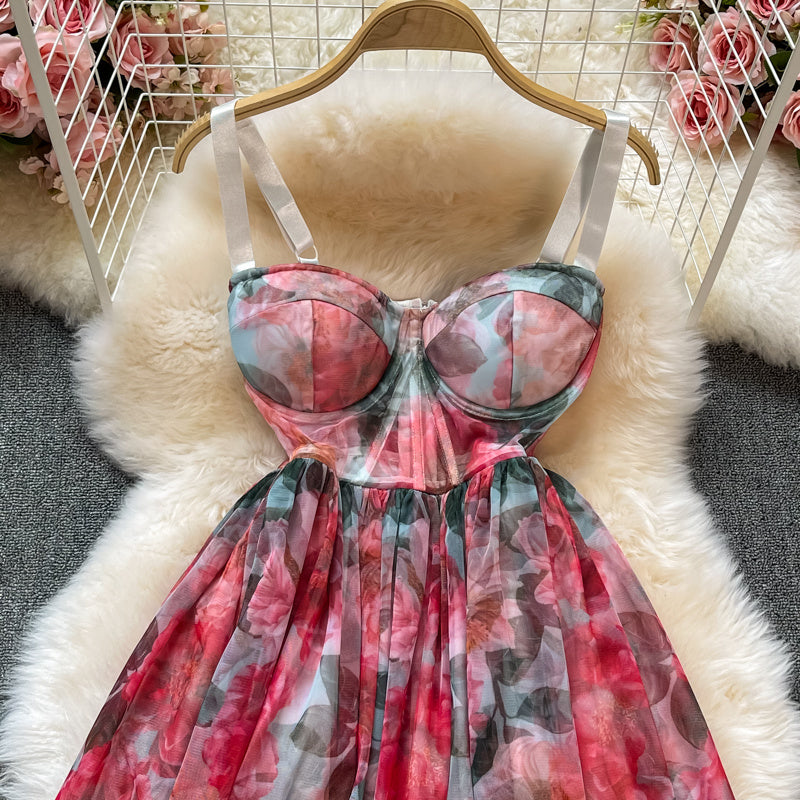 Marigold Floral Chiffon padded Dress