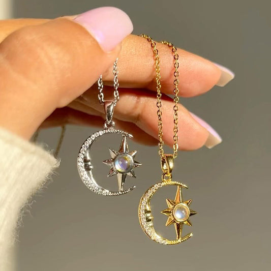 Moon Star Zircon Pendant Choker